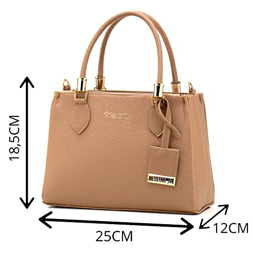 Bolsa Feminina Com Carteira, Alça De Mão E Tiracolo Ajustável (NUDE)