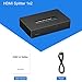 Wiistar HDMI Splitter 1 in 2 Out 4K 1x2 HDMI Splitter for Dual Monitors Mirroring 1 Source to 2 Displays Full HD 1080P Compatible with PS4 PS5 Blu-Ray-Player Fire Stick Xbox Roku