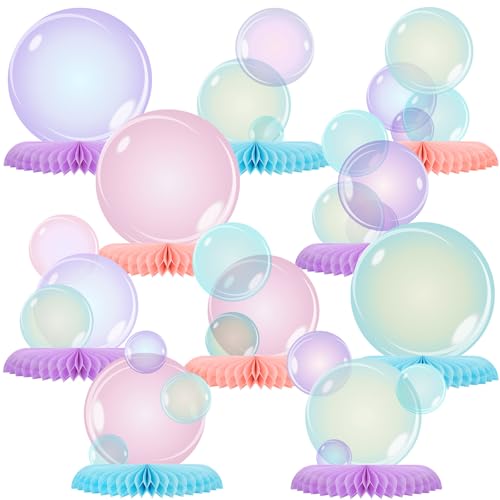 Weekgrat 10 Pcs Bubble Centerpieces Under the Sea Party Honeycomb Decorations Mermaid Birthday Table Decorations for Ocean Beach Mermaid Theme Birthday Party Decoration