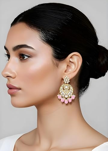 Image of I Jewels Traditional Design Handcrafted Kundan & Pearl Earrings for Women