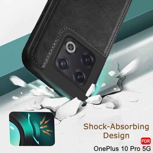 Image of TheGiftKart Genuine Leather Finish Back Cover Case for OnePlus 10 Pro 5G | Shockproof Design | Raised Edges for Camera & Screen Protection | Stunning Minimalist Design Back Case Cover (Black)