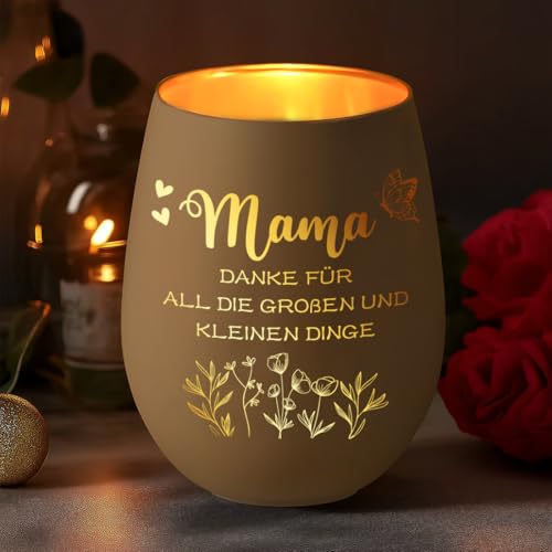 Windlichter Glas Mama,Danke Geschenke für Mama Muttertag,Muttertagsgeschenk für Mama,Personalisierte Besondere Geschenke für Mama Geburtstag