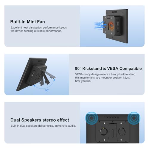 Image of MAGEX 10.1 Inch Touch Screen Monitor with Case - pi screen IPS FHD 1920x1200, 10-Point, pi display with HDMI Dual-Speaker, pi touchscreen for Pi 5 /4 /3 /2 /Zero /Win11 /10 /8 /7 /VESA, Fan, Stand, Driver-Free