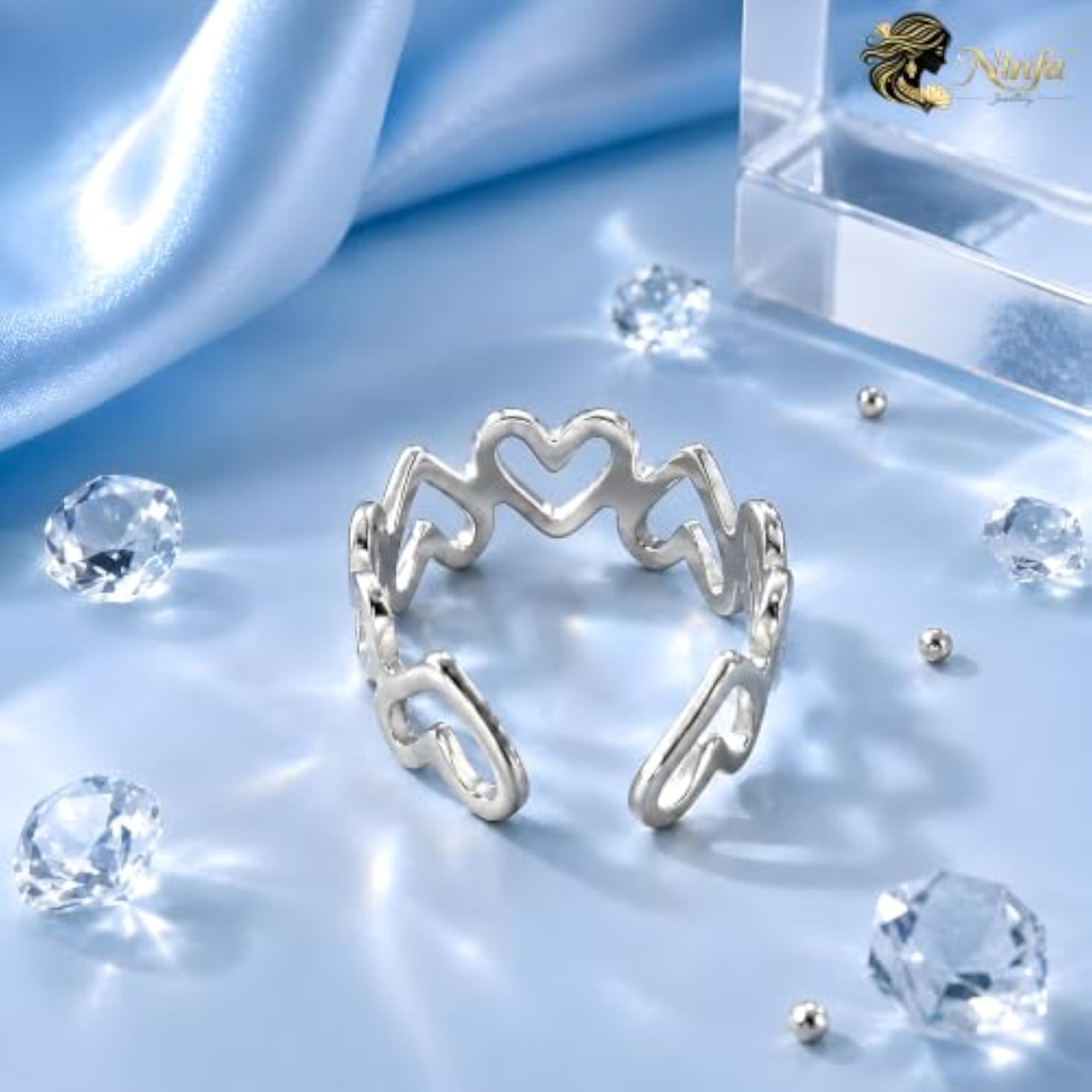 Gold-Tone Open Heart Band Adjustable Ring
