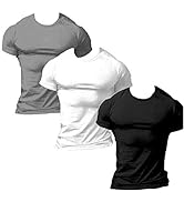 ZUEVI Men's Cotton Slim Fit Athletic Bodybuilding T-Shirts Muscle Short Sleeve Crewneck&V Neck Tee