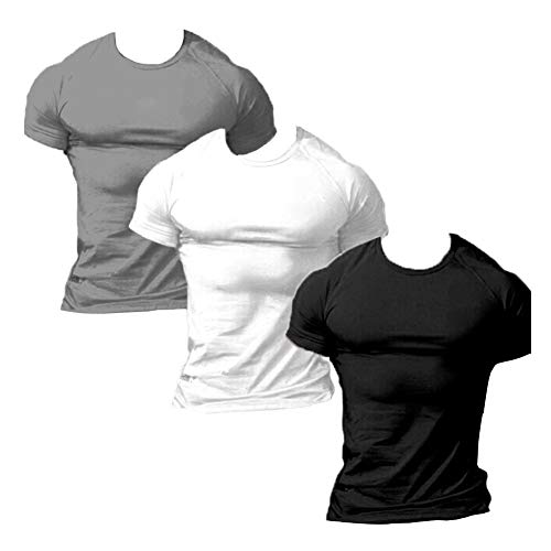 ZUEVI Men's Workout Shirts Slim Fit Athletic Bodybuilding T-Shirts Short Sleeve Tees