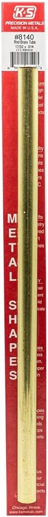 K&S Precision Metals Round Brass Tube 8140 – 17/32" OD x 0.014" Wall x 12" Long – DIY Crafts, Plumbing, HVAC, Modeling, Made in USA, 1 Tube