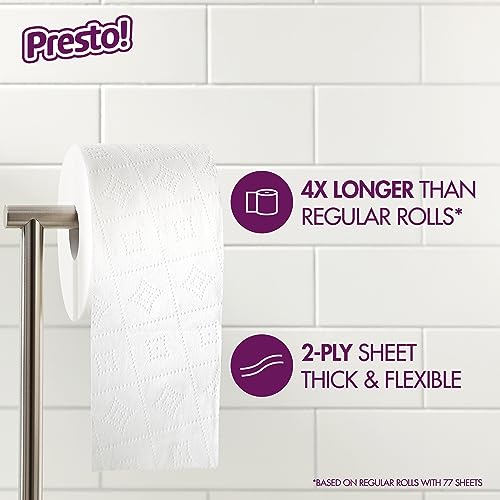 Image of Amazon Brand - Presto! FSC Certified 319 Sheet Roll Toilet Paper, Ultra 3-Ply, Unscented, 6 Rolls (Pack of 4), 24 Mega Rolls = 96 Regular Rolls, 7656 Count