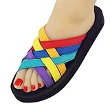 Badeschuhe Damen - Beach - leichte Badepantolette Frauen (40 EU, Multi) fällt klein aus!