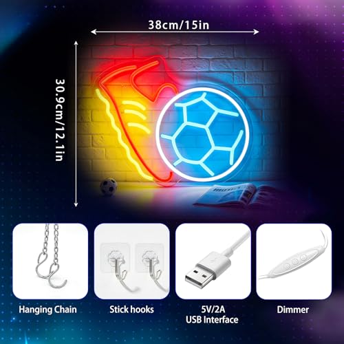 Image of Neon Sign, Soccer Neon Signs for Wall Decor LED Signs Neon Light