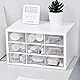 JOENCOST Aufbewahrungsbox mit 9 Schubfächern Klare Kunststoff Sortierkasten，Stapelbarer Schreibtisch Aufbewahrungsbox für Makeup Büro Handwerk Hardware Kopfschmuck(25×15×16cm) (weiß)