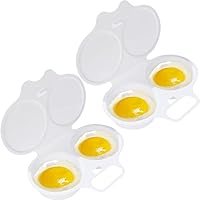 HywkingGrt 2-Cavity Microwave Egg Poacher with Lid - Nonstick White Double Egg Cooker for Quick Meals