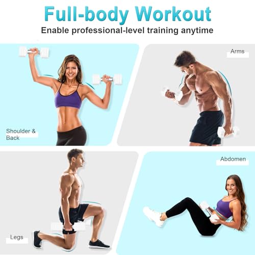 Image of Hezeyferg 30.8LB Adjustable Dumbbell Set, Hand Weights Set for Home Gym | Each Adjustable Weight Dumbbell with 6 Levels 4.4 /6.6 /8.8 /11 /13.2 /15.4lb, for Women /Men Full Body Workout