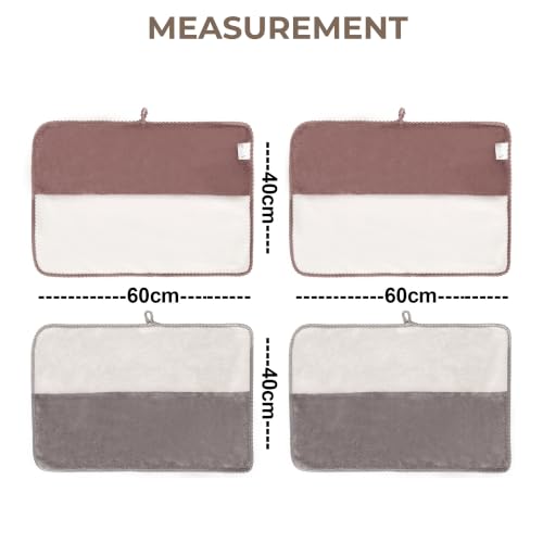 Image of Story@Home 500 GSM Microfiber Hand Towel Set of 4 | Super Soft Color Blocked Face Towel | 60 x 40 cm | Grey & Dusty Rose | Sensitive Skin Friendly Face Towels for Gym, Travel, Sports, Bathroom