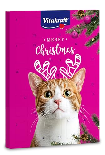Vitakraft Calendario de Adviento para gatos, para Navidad 2025, selección de deliciosos tentempiés, en vísperas de Navidad, golosinas para gatos, para todas las edades (1x 363g)