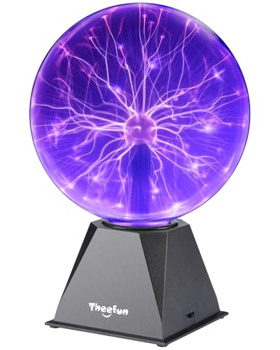 Theefun Plasma Ball, 8 Inch Huge Plasma Globe Birthday Gifts Touch & Sound Sensitive Ball Lamp...
