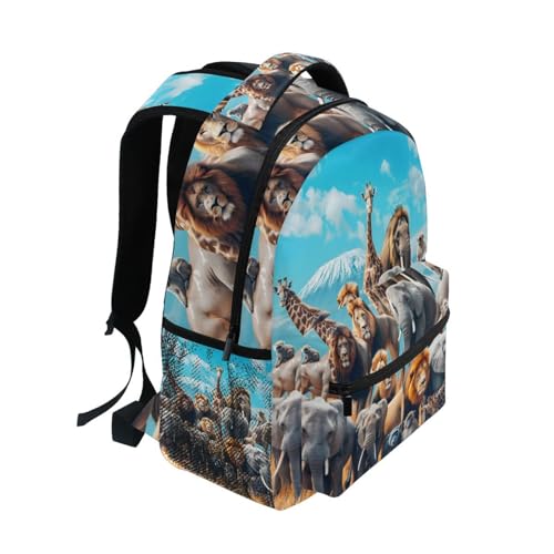 Group Of African Animals Backpack 3rd 4th 5th Grade School Bookbag Travel Laptop Daypack Bag Purse for Boys Girls Teens3