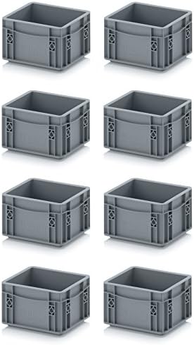 Auer Packaging 2 x Eurobox 20 x 15 x 13,5 met scharnierdeksel incl. gratis duimstok, set van 2