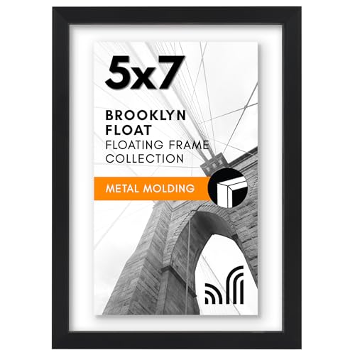 Americanflat 5x7 Floating Picture Frame - Metal - Black