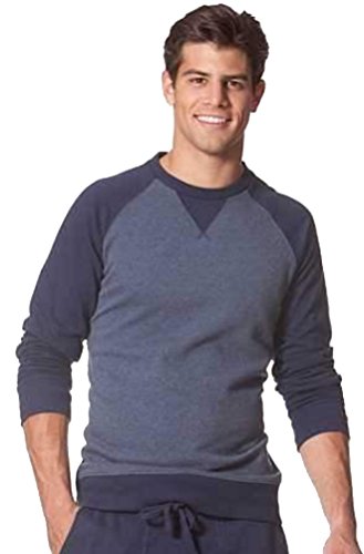 Chaps Sports Men's Color Block Raglan Fleece Pullover, Blue (X-Large)