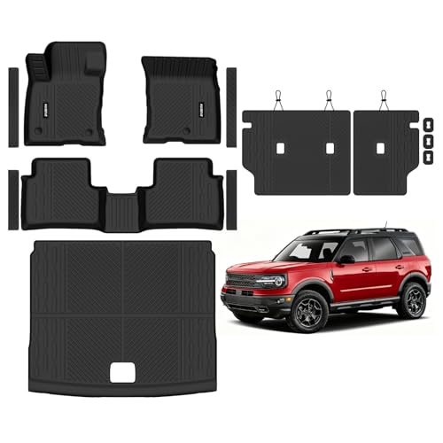 Naibeve Floor Mats for 2021-2025 2026 Ford Bronco Sport (Not for Bronco) - All Weather for Ford Bronco Sport Floor Mats & Cargo Mats & Backrest Mat & Door Sill Guards Interior Accessories
