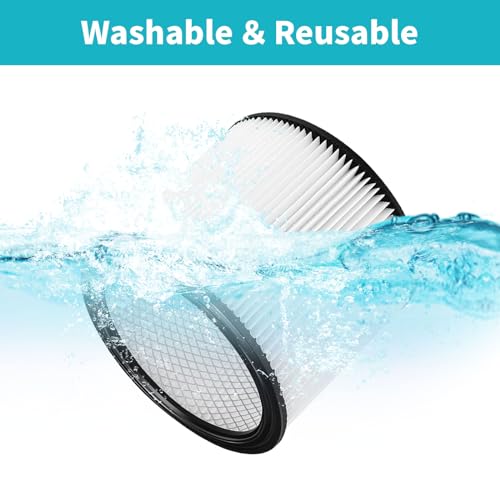 Image of Replacement Filter For Shop Vac Filters 90304 90350 90333 Wet Dry Shop Vac Filter, for Most Wet /Dry Vacuum Cleaners 5 Gallon and Above (2 Replacement Filter + 2 Lids + 4 Foam Sleeve Filters)