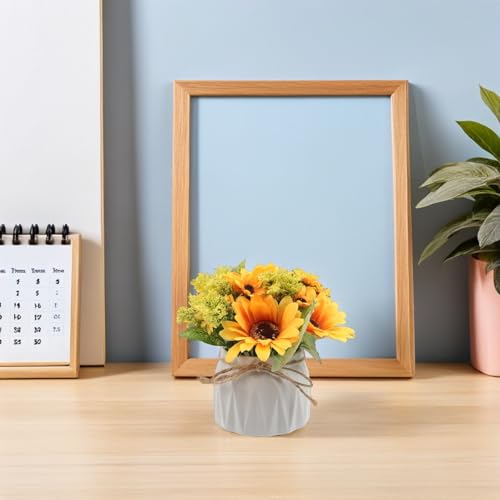 Tournesol artificiel réaliste en pot poterie petite plante déco intérieur