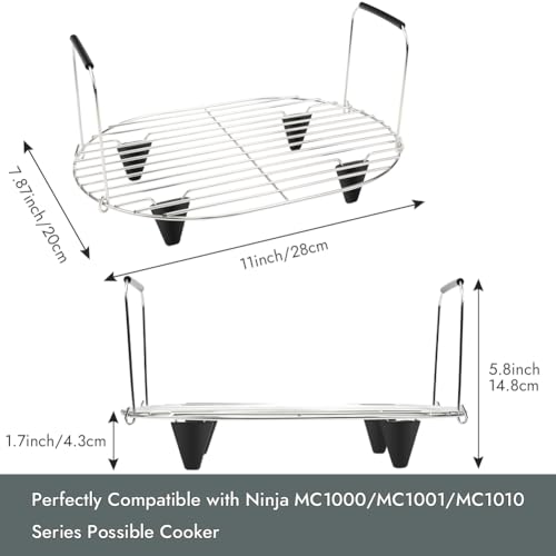 BYKITCHEN Roast and Steamer Rack Compatible with Ninja Foodi Possible Cooker Pro 8.5 Quart MC1001, MC1010, MC2001 Slow Cooker Crock, Ninja Possible Cooker Pro Accessories with Silicone Feet & Handles by BYKITCHEN - Image 2