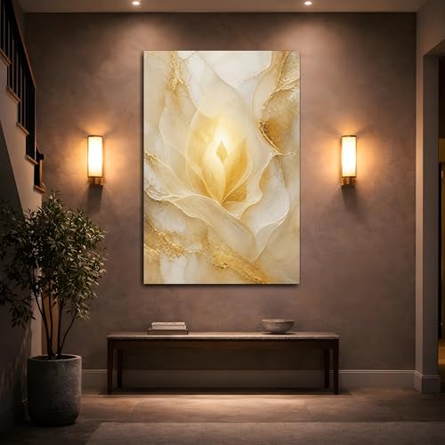 Toile florale dorée de haute qualité avec châssis de 3 cm - 2