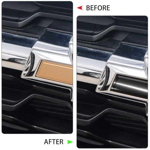 Image of QianBao Compatible with 11.8 inch x 4 inch Chevy Bowtie Emblem Vinyl Wrap Kit with Spatula and Cutter 3 Pcs Universal Logo Overlay Glossy Black