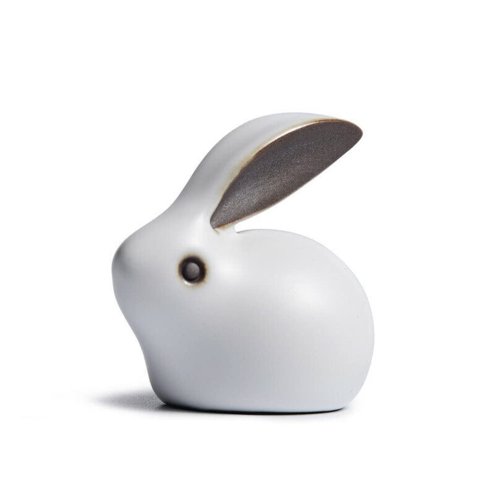Aus White Lovely Rabbit Crackle Glaze Porcelain Tea Pet Lover Gift Ceramics Ornament (White)