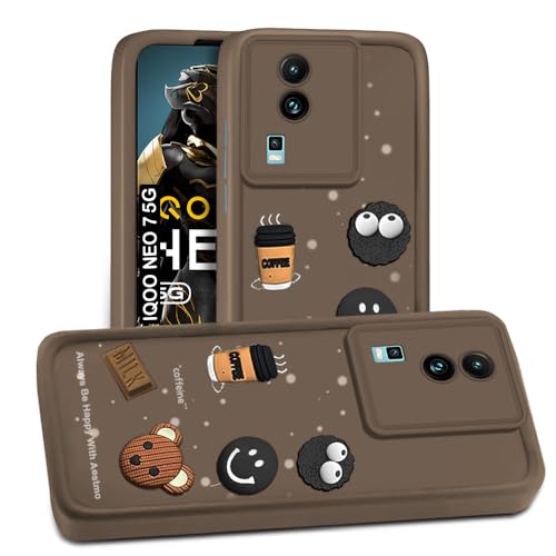 Image of AESTMO Back Case Cover for iQOO Neo 7 /7 Pro 5G Cover | Cute Fun Cartoon 3D Ball | Coffee Silicone Case | Full Body Protection | Camera Protection Back Cover for iQOO Neo 7 /7 Pro 5G (Brown)
