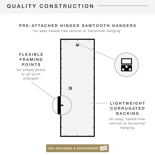 MCS Trendsetter 13.5x40 Poster Frame Black High-Gloss, Vertical & Horizontal Wall Hanging Large Picture Frame for Photos, Posters & Art Prints (2-Pack)