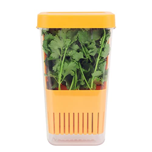 Image of LUVCOSY Fresh Herb Keeper for Refrigerator, Clear BPA-Free Herb Saver, Storage Container for Cilantro, Parsley, Thyme, Mint & Asparagus, Preserver Keeps Fresh Herbs for 3 Times Longer, Orange