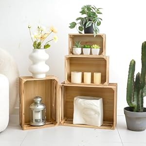 Large torched wood storage crates decorative set of 4 nesting wooden crates for display rustic farmhouse wooden storage container boxes made from 100 wood  urban country home decor
