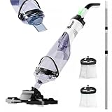 2026NEW Pool Vacuum with Telescopic Pole, All Angle&LED Display, 19 GPM Suction, Up to 60 Minutes Runtime, Cordless Handheld Pool Vacuum Cleaner for Pools, Spas & Hot Tubs, Includes 4-Pack Filter Bags