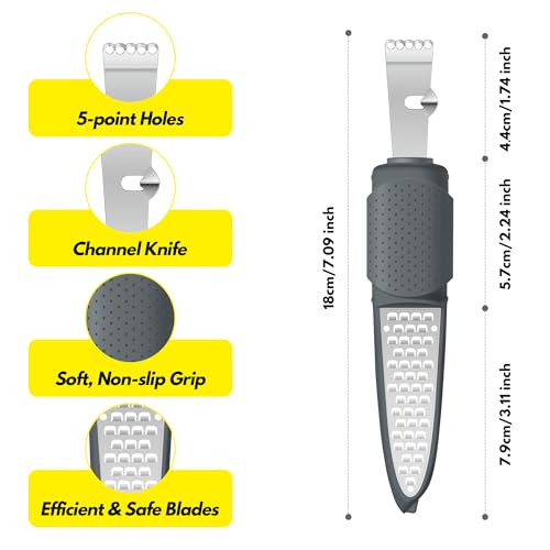 Image of Rainspire Lemon Zester Tool with Channel Knife, Stainless Steel Citrus Zester Tool, Lemon Peeler, Zesters for Kitchen, Ultra Sharp 2-in-1 Tool Easily Creates Citrus Zest, Grey