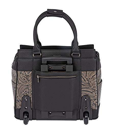 Jkm And Company The Dallas Black & Grey Tooled Rolling Ipad Tablet Or Laptop Tote Carryall Bag #TOP3