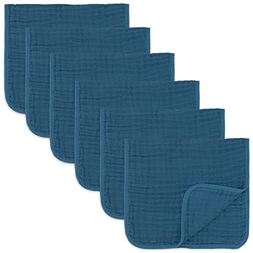 Image of Muslin Burp ClothsLarge 100% Cotton Hand Washcloths 6 Layers Extra Absorbent and Soft (Neptune, 6-Pack, 20" X10" )