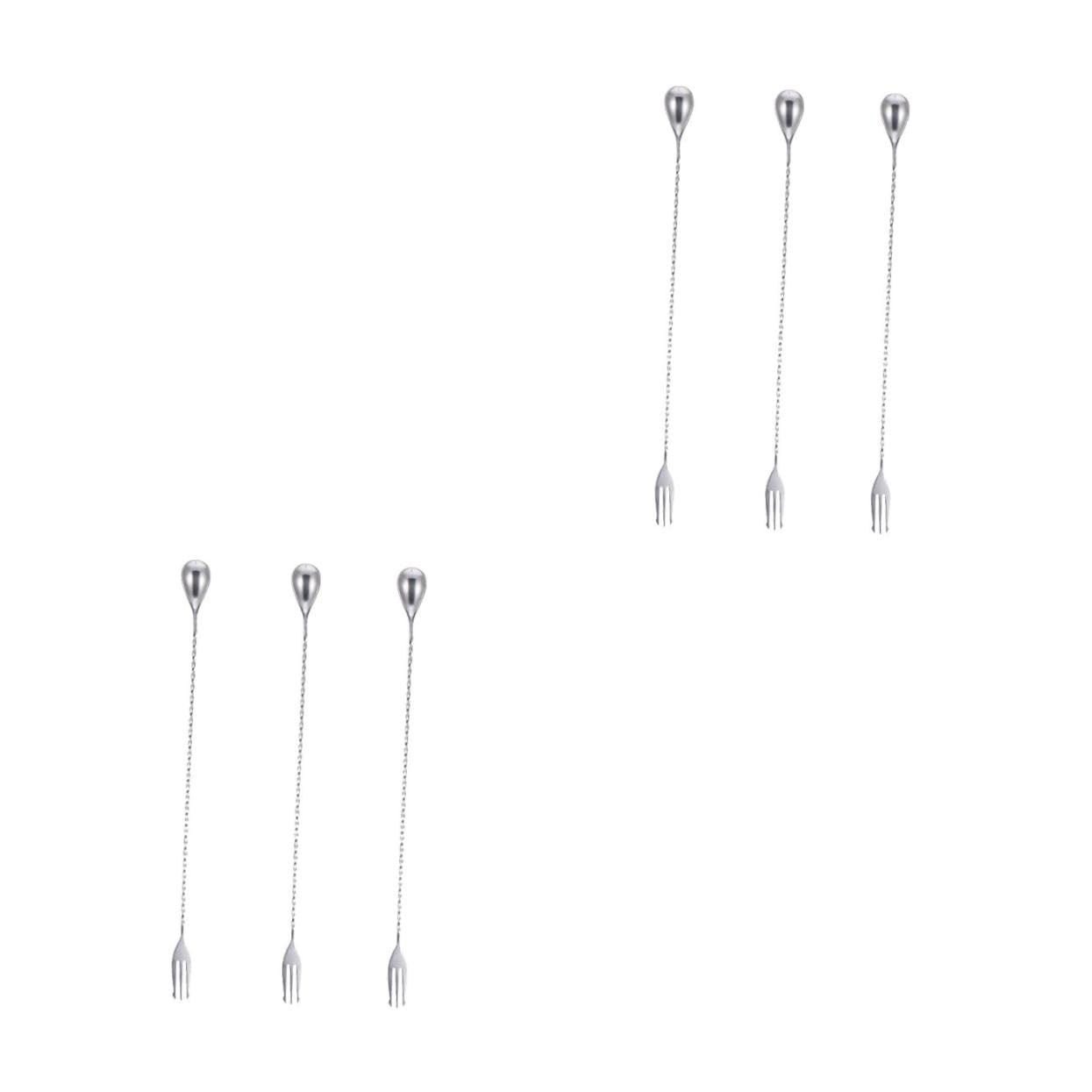 Cuillères à mélanger à long manche cuillères à remuer en acier inoxydable cocktail 6 pièces