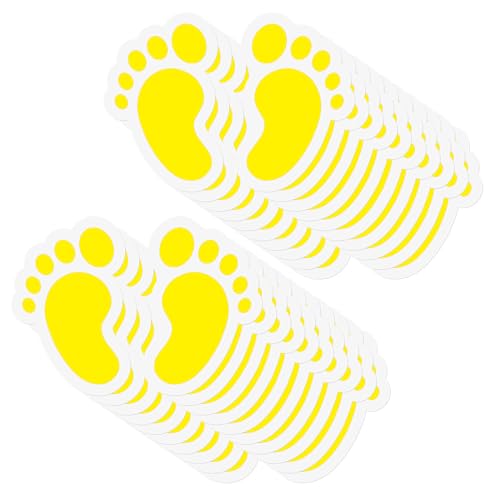 YIKIADA Yellow Floor Stickers with Footprint Pattern 10 x 15 cm Vinyl Self-Adhesive Floor Markings for Children Imprint Waterproof Floor Stickers 22 Sheets