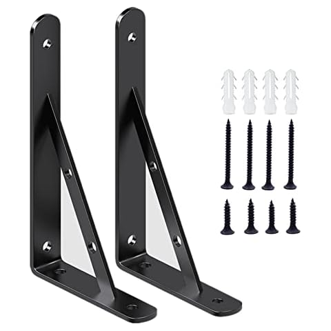 8 Inch Heavy Duty Shelf Brackets, Decorative Wall Mounted Floating Shelf Brackets, Right Angle Brackets Frame, Triangle Shelving Hardware, Iron Shelf Brackets, 2 of Pack Cover