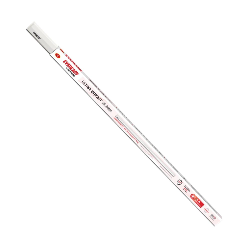 Eveready Ultrabright 25W LED Batten | Highly Efficient | 100lm/W | Fire Retardant PC Body | Lasts Upto 25000 Hours (Pack of 4)