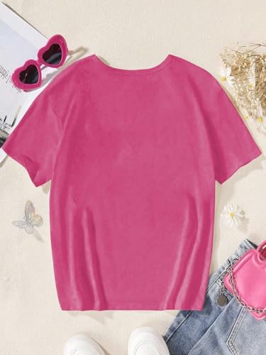 Image of SHENHE Girl's Summer Hawaiian Shirt Aloha Tropical Graphic Cute Crewneck Short Sleeve T Shirts Teen