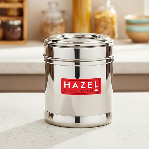 Image of HAZEL Stainless Steel Kitchen Container 300ml with Transparent See-Through Lid | Airtight Storage Jar for Spices, Dry Fruits, Snacks