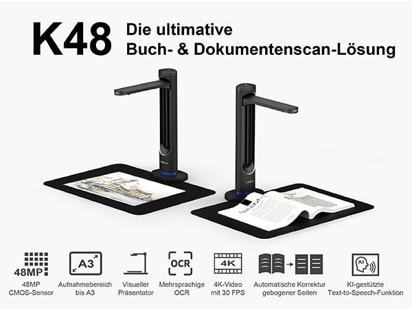 Amazon | VIISAN K48 ブックスキャナー:48MP出力、ノートパソコン
