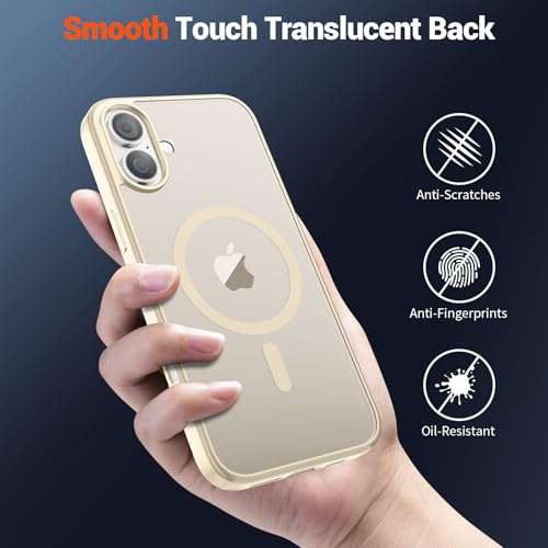 Image of SUPFINE Magnetic for iPhone 16 Plus Case (Compatible with MagSafe) (Military Grade Drop Protection) Slim Translucent Matte Shockproof with Anti-Fingerprint Phone Case,Antique White