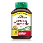Jamieson Curcumin Turmeric 550 mg, Provides Natural Joint Pain Relief, Supports Inflammation, and Helps with Digestion. NON-GMO, Gluten-Free, 90 Vegetarian Capsules, Proudly Canadian