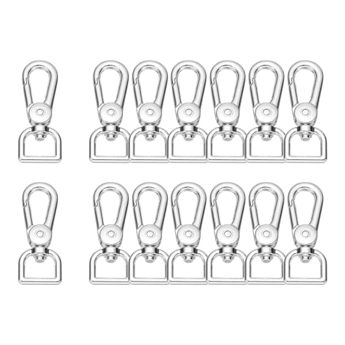 QUARKZMAN 14Pcs Ganci Girevoli, Anello Quadrato Da 1/2 Pollice Ganci A Pinze Aragosta Ganci A Scatto Metallici Per Portachiavi Per Realizzare Borse Bijoux Fai Da Te, Argento