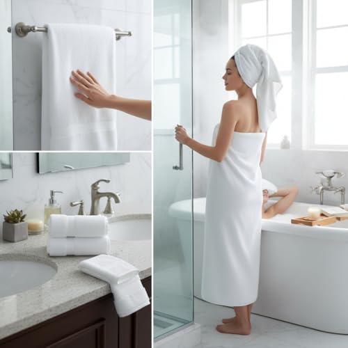 Image of Sulfar 100% Terry Ring Spun Cotton Face Towel - Quick-Dry, Highly Absorbent (480 GSM) (30 x 30 Cm) White (Pack of 2)
